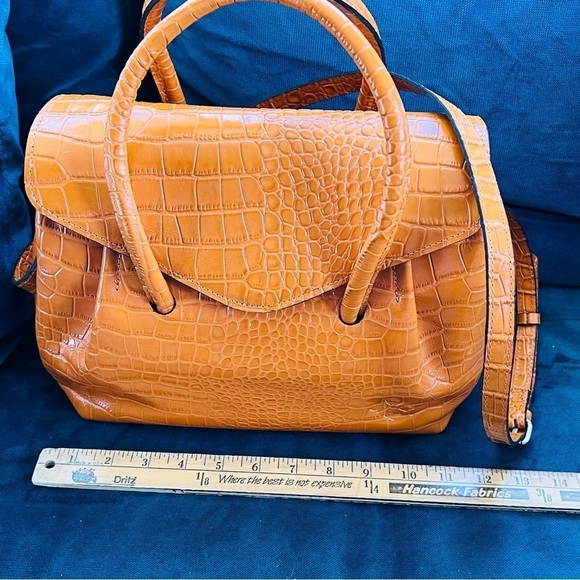 Patricia Nash Notely Croc Embossed Leather Flap Satchel Crossbody Bag - Picture 11 of 11